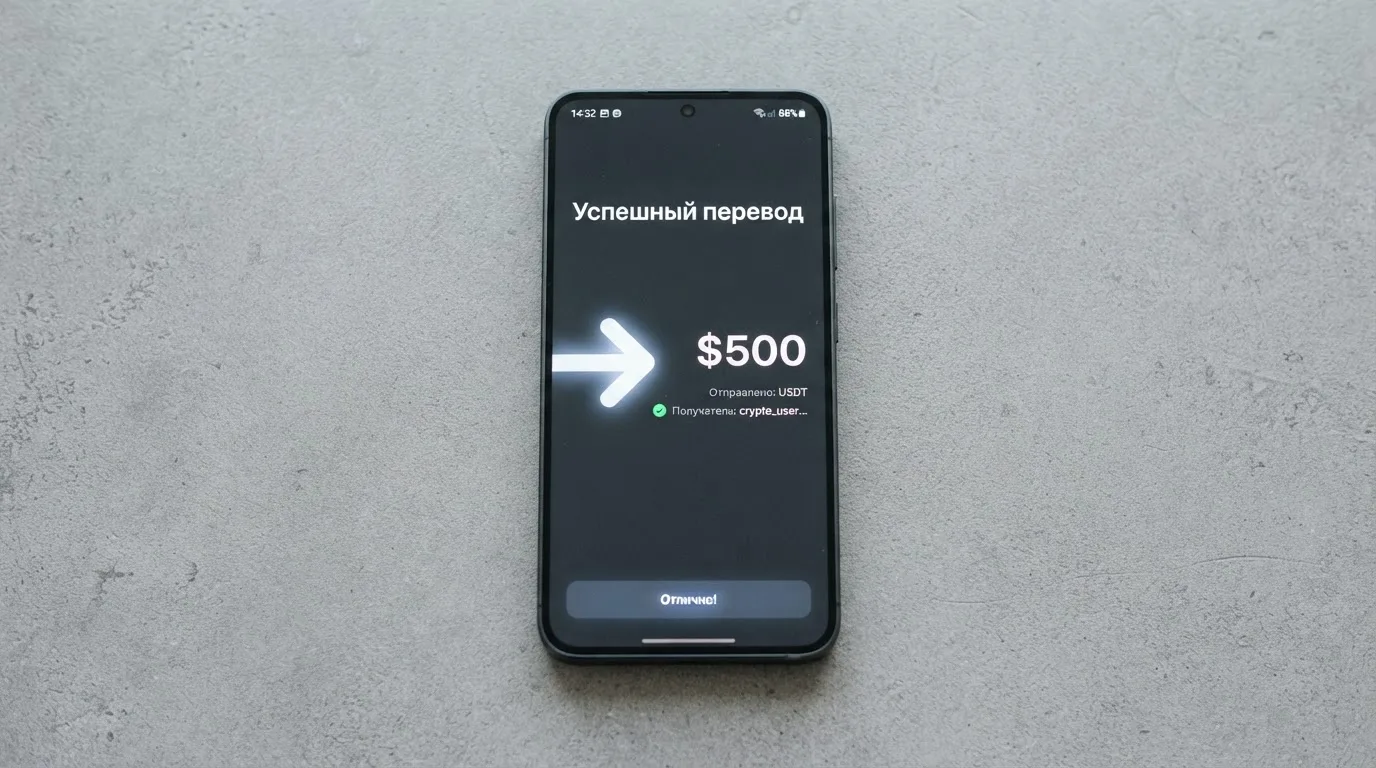 Телефон с экраном перевода стейблкоина