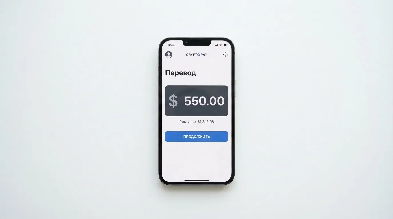 Телефон с экраном перевода стейблкоина