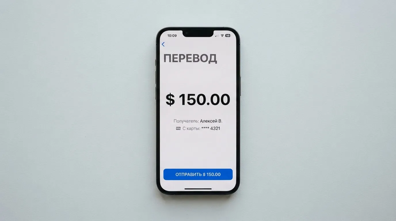 Телефон с экраном перевода стейблкоина