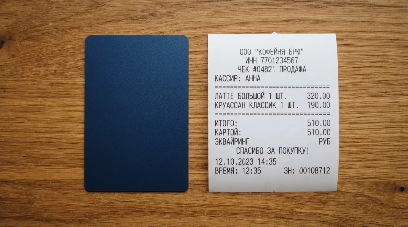 Чек и карта на столике в кафе