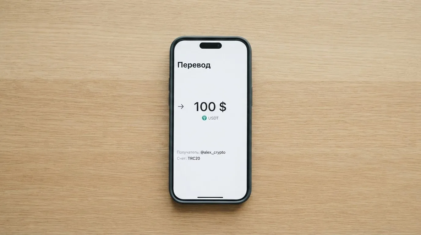 Телефон с экраном перевода стейблкоина