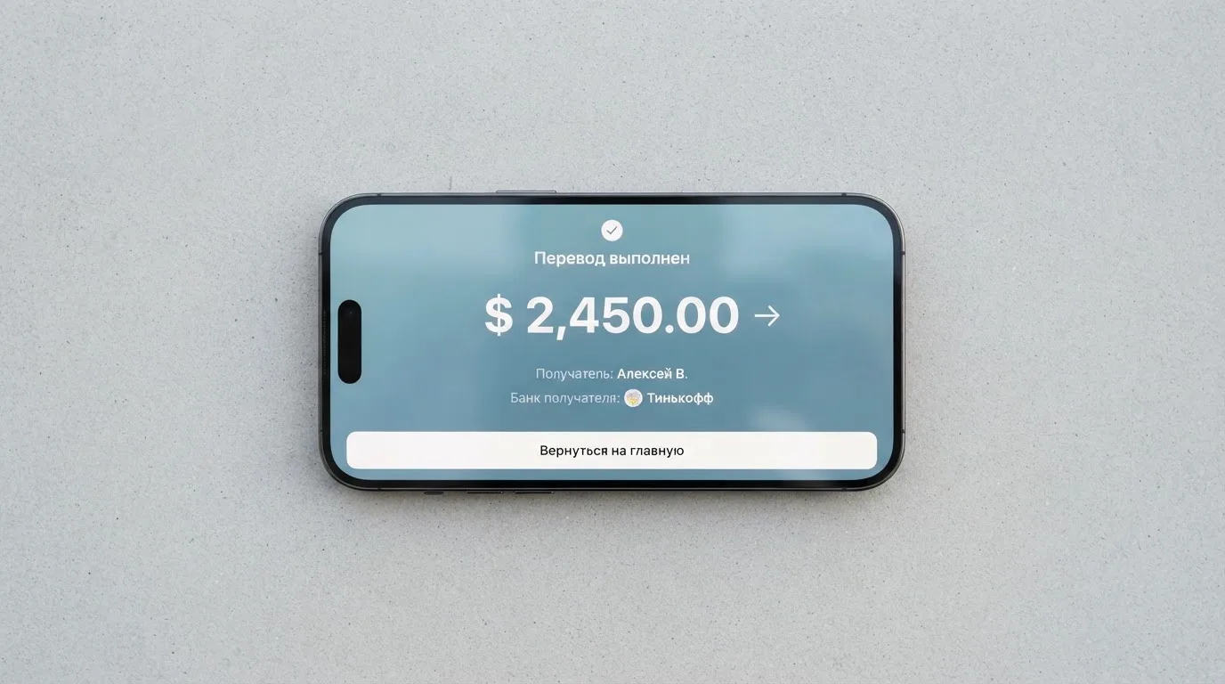 Телефон с экраном перевода стейблкоина