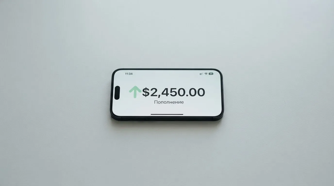 Телефон с экраном перевода стейблкоина