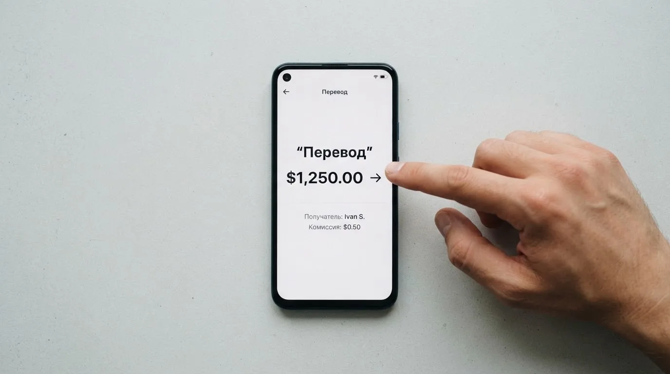 Телефон с экраном перевода стейблкоина