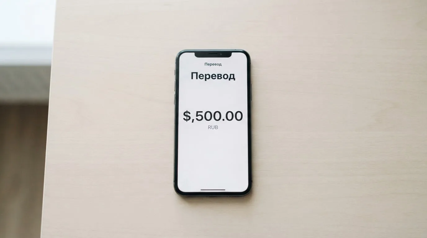 Телефон с экраном перевода стейблкоина